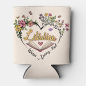 Rafraîchisseur Pour Canette Coeur bibliothécaire floral (Devant)