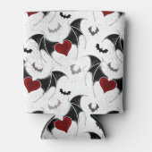 Rafraîchisseur Pour Canette Coeur d'Halloween avec ailes de chauve-souris noir (Devant)