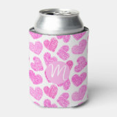 Rafraîchisseur Pour Canette Coeur rose mignon Doodled Saint Valentin Monogramm (Can devant)