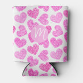 Rafraîchisseur Pour Canette Coeur rose mignon Doodled Saint Valentin Monogramm (Devant)