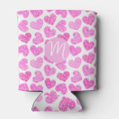 Rafraîchisseur Pour Canette Coeur rose mignon Doodled Saint Valentin Monogramm (Dos)