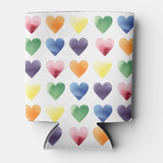 Rafraîchisseur Pour Canette Coeurs arc-en-ciel (Devant)