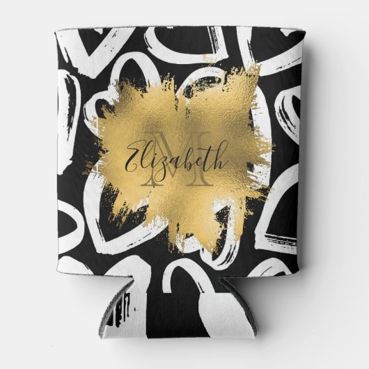 Rafraîchisseur Pour Canette Coeurs Motif et Golden Foil (Devant)