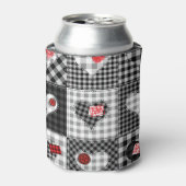 Rafraîchisseur Pour Canette Coeurs Noir Blanc Patchwork Sans Couleur. (Can devant)