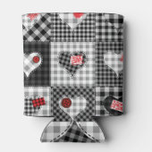 Rafraîchisseur Pour Canette Coeurs Noir Blanc Patchwork Sans Couleur. (Dos)