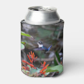 Rafraîchisseur Pour Canette Colibri en vol et fleurs rouges (Can devant)