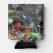 Rafraîchisseur Pour Canette Colibri en vol et fleurs rouges (Devant)