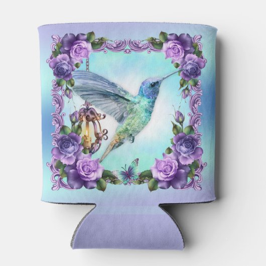 Rafraîchisseur Pour Canette Colibri et rose sur mesure peut refroidir (Dos)