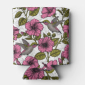 Rafraîchisseur Pour Canette Colibris et fleurs d'hibiscus roses (Dos)