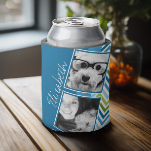 Rafraîchisseur Pour Canette Collage de photos Instagram Chevrons colorés