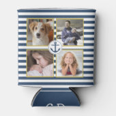 Rafraîchisseur Pour Canette Collage photo famille 8 photos Monogramme Ancre ba (Devant)