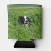 Rafraîchisseur Pour Canette Collie noir et blanc en herbe (Dos)