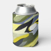 Rafraîchisseur Pour Canette Composition Gouache Abstraite : Jaune, Gris, Noir. (Can devant)