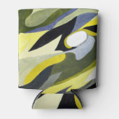 Rafraîchisseur Pour Canette Composition Gouache Abstraite : Jaune, Gris, Noir. (Devant)