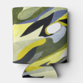 Rafraîchisseur Pour Canette Composition Gouache Abstraite : Jaune, Gris, Noir. (Dos)