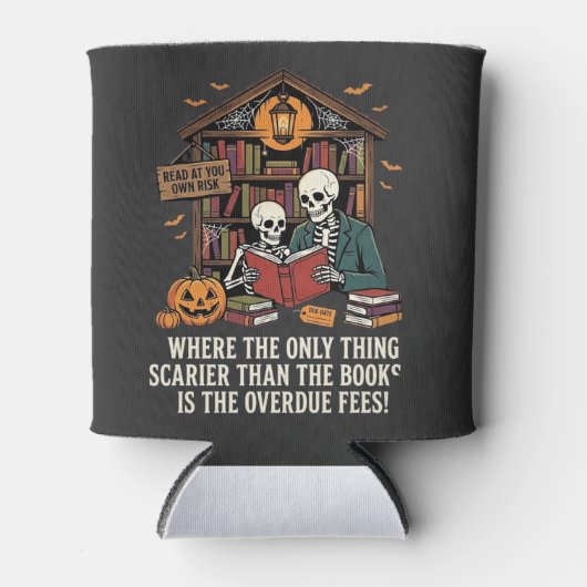 Rafraîchisseur Pour Canette Conception de bibliothèque de squelette d'Hallowee (Devant)