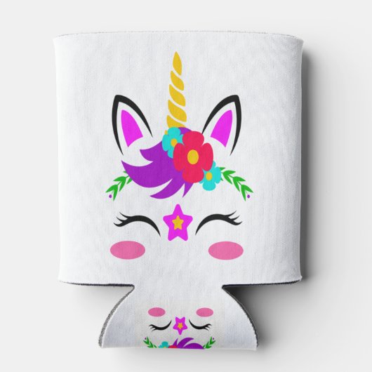 Rafraîchisseur Pour Canette Conception de visage Unicorne (Dos)