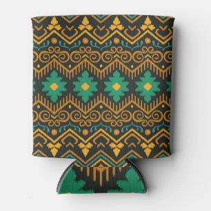 Rafraîchisseur Pour Canette Conception Ethnique De Tissu Ikat Brodé