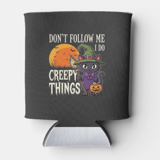 Rafraîchisseur Pour Canette Conceptions de chat de sorcière d'Halloween de cho (Devant)