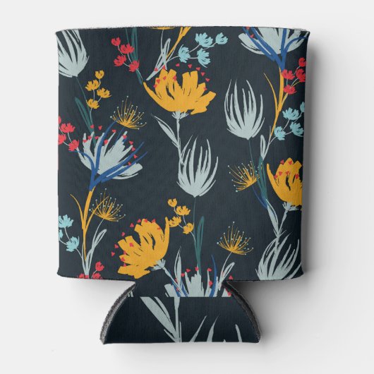 Rafraîchisseur Pour Canette Contraste Brush Floral : Noir sans joint (Devant)