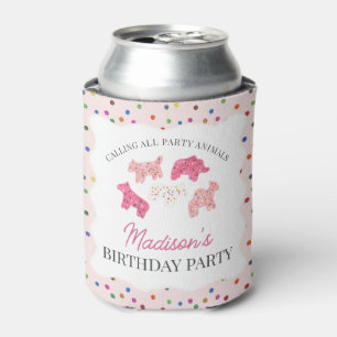 Rafraîchisseur Pour Canette Cookies animaux givrés rose Anniversaire