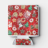 Rafraîchisseur Pour Canette Cookies de Noël et flocons de neige en rouge (Dos)