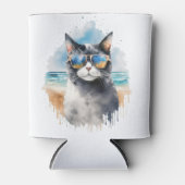 Rafraîchisseur Pour Canette Cool aquarelle été Tuxedo Chat (Devant)