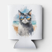 Rafraîchisseur Pour Canette Cool aquarelle été Tuxedo Chat (Dos)