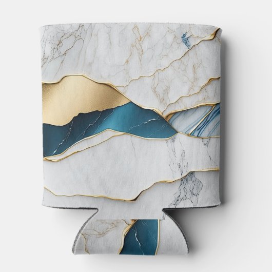 Rafraîchisseur Pour Canette Cool Blanc Turquoise Marbre Pierre Or (Dos)