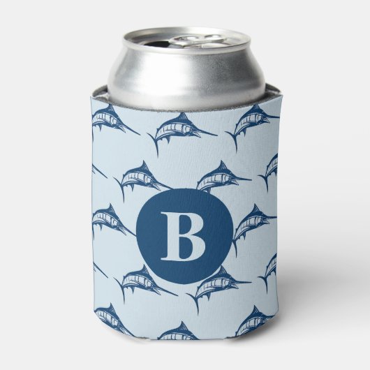 Rafraîchisseur Pour Canette Cool Blue Swordfish Motif Monogramme (Can devant)