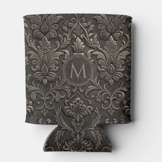 Rafraîchisseur Pour Canette Copper brown and black floral seamless pattern (Dos)