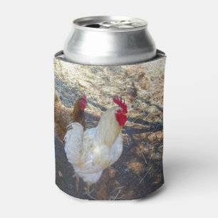 Rafraîchisseur Pour Canette Coq Blanc Avec Sa Hen,