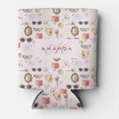 Rafraîchisseur Pour Canette Coquette Monogramme Personnalisé Cute Girly Jetez  (Devant)