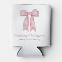 Coquette Rose Aquarelle Bow Fête Anniversaire