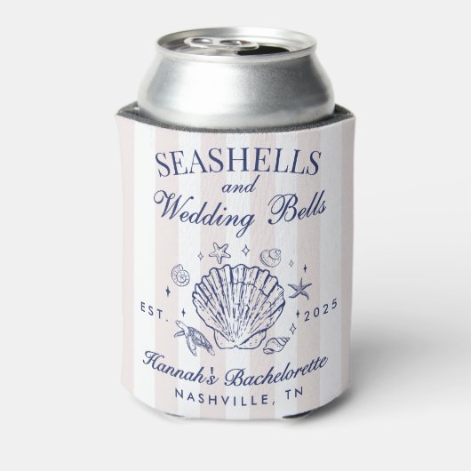 Rafraîchisseur Pour Canette Coquillages roses rétro et cloches Mariages Bachel (Can Dos)