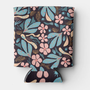 Rafraîchisseur Pour Canette Coral Blue Floral Dark Print