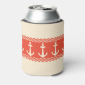 Rafraîchisseur Pour Canette Coral Nautical Anchor Coastal Stripes (Can Dos)