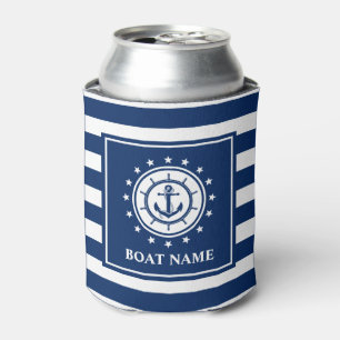 Rafraîchisseur Pour Canette Corde d'Ancre nautique Blue Striped Boat Name Star