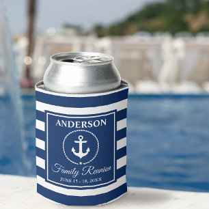 Rafraîchisseur Pour Canette Corde d'Ancre nautique Blue Striped Family Réunion