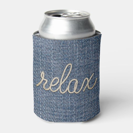 Rafraîchisseur Pour Canette Corde Relax Texte sur Denim Can Cooler (Can devant)