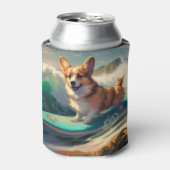 Rafraîchisseur Pour Canette Corgi Beach Surf Peinture (Can devant)