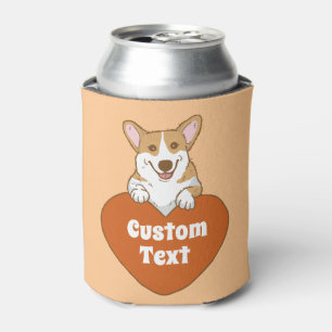 Rafraîchisseur Pour Canette Corgi souriant personnalisé avec coeur