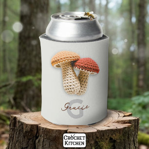Rafraîchisseur Pour Canette Cosy Cottagecore Crochet Champignons Monogramme No