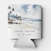 Rafraîchisseur Pour Canette Côte Bali Beach Palm Tree Mariage d'aquarelle (Dos)