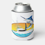 Rafraîchisseur Pour Canette Coucher de soleil bleu Marlin et bateau (Can Dos)