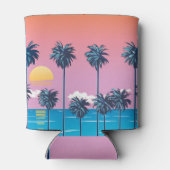 Rafraîchisseur Pour Canette Coucher de soleil tropical : Illustration de plage (Dos)