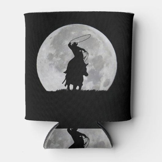 Rafraîchisseur Pour Canette Country Western Roping Cowboy et Steer Moon (Devant)