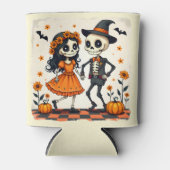 Rafraîchisseur Pour Canette Couple de squelette d'Halloween mignon en orange (Devant)
