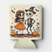 Rafraîchisseur Pour Canette Couple de squelette d'Halloween mignon en orange (Dos)