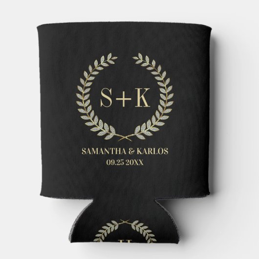 Rafraîchisseur Pour Canette Couronne de laurier de mariage monogramme Bling (Dos)